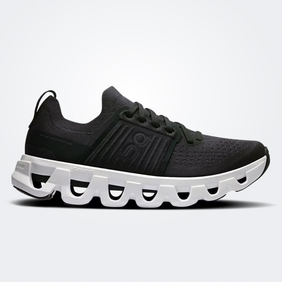 On Running Shoes - On Running Cloudswift 4 Black White Athletic Shoes Forward Rolling Breathable